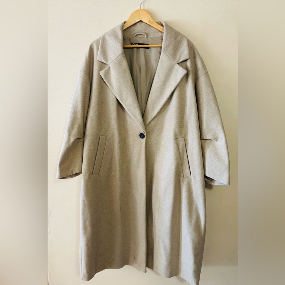 Zara Women's Beige Oversized Light Trench Coat XL